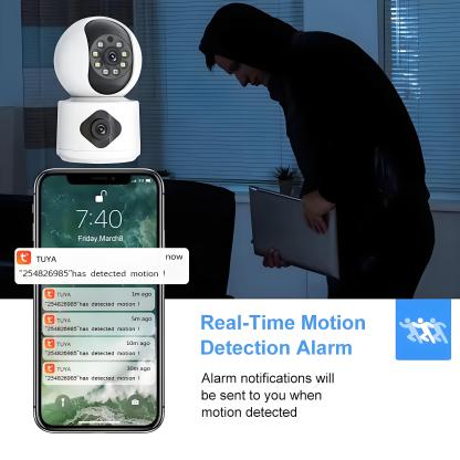 8MP 5G WiFi Camera Indoor Dual Lens Baby Monitor Color Night Vision Camera 4k Dual Screen Auto Tracking Video Surveillance