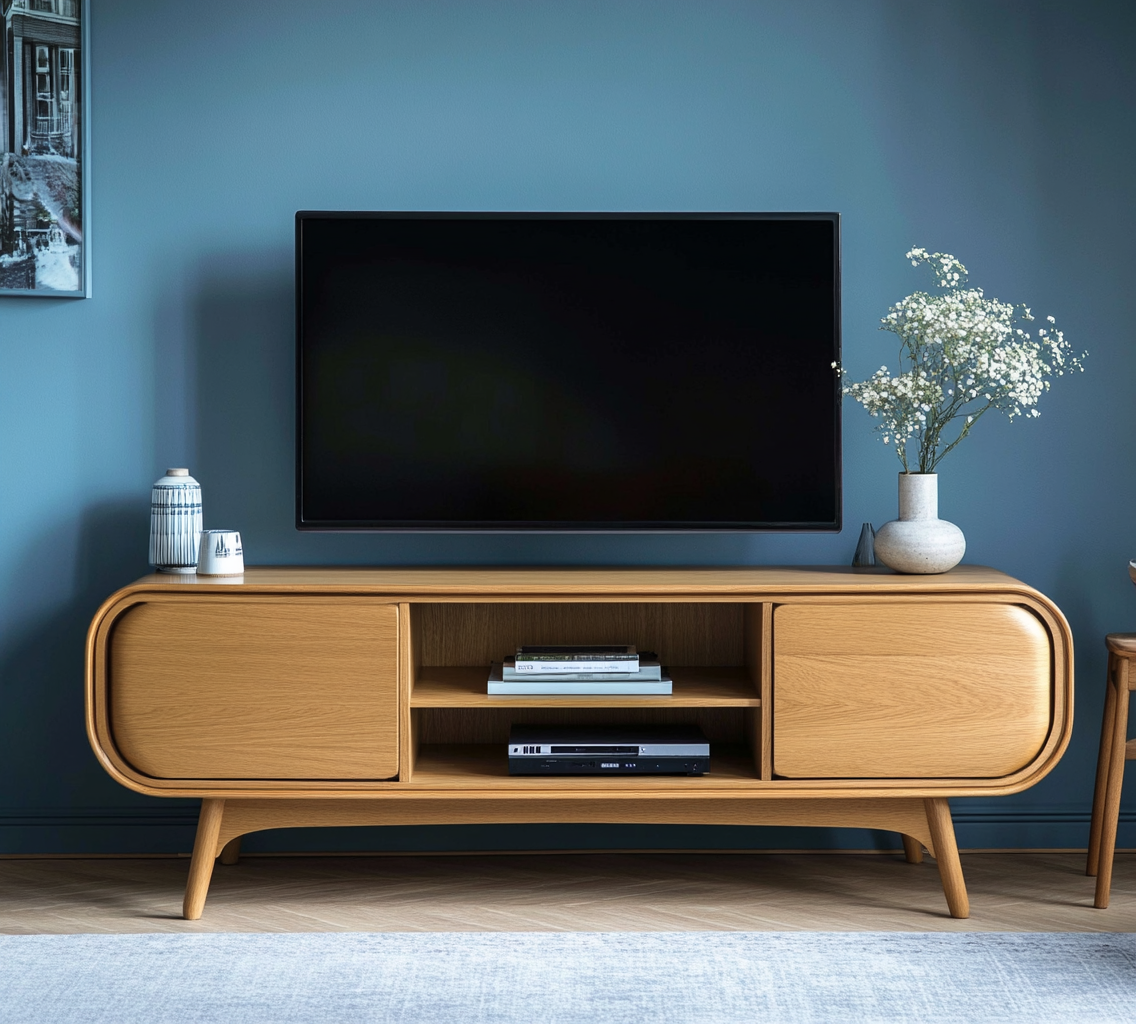 Mueble TV moderno de madera natural-Moblimo