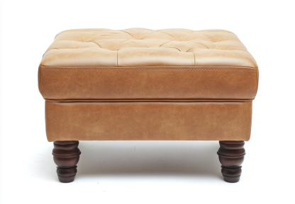 Reposapiés cuadrado de cuero marrón claro-Moblimo