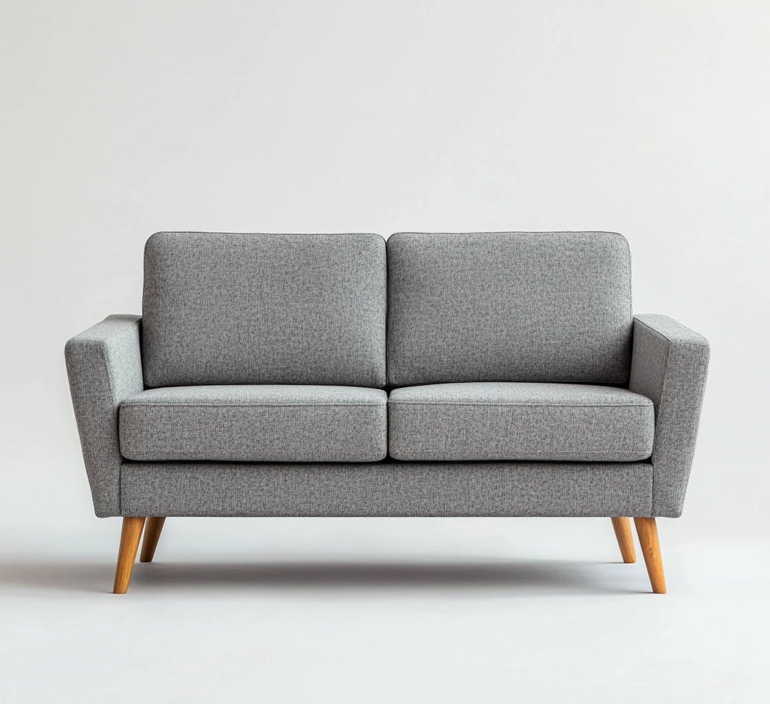 Sofá gris claro compacto para apartamentos modernos, diseño minimalista-Moblimo