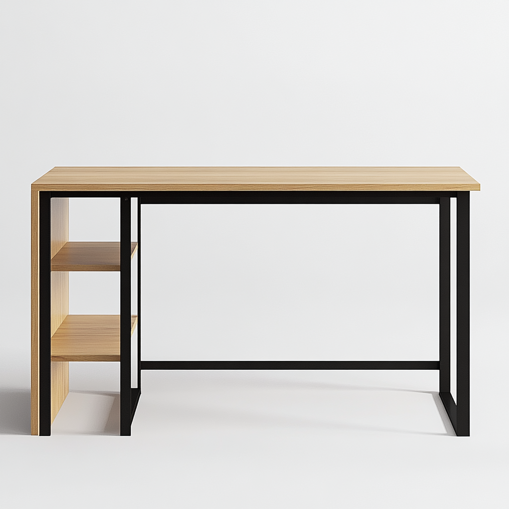 Escritorio moderno con estantes laterales para oficina o estudio-Moblimo