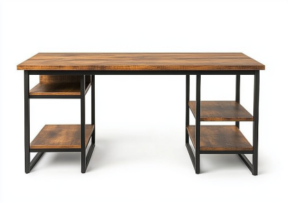 Escritorio doble con estantes abiertos a ambos lados para trabajo en casa-Moblimo