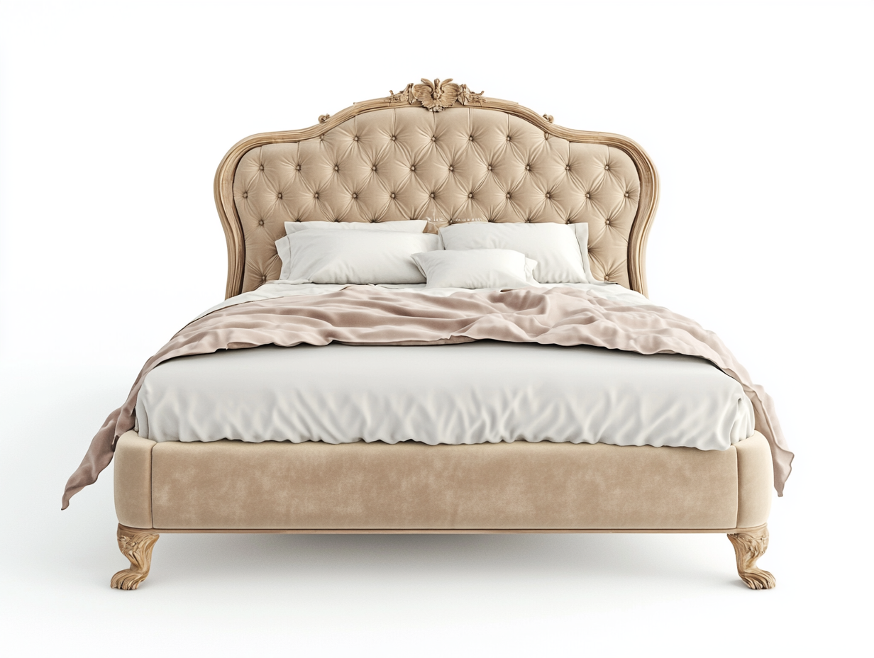 Cama clásica de terciopelo con cabecero capitoné estilo barroco-Moblimo