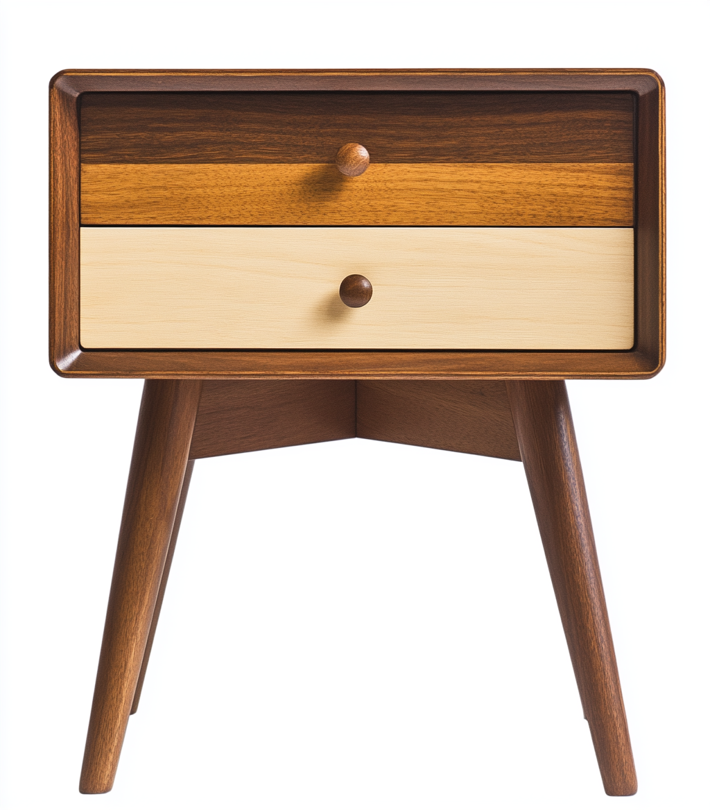 Cajonera alta de madera de nogal multicolor para sala o dormitorio-Moblimo