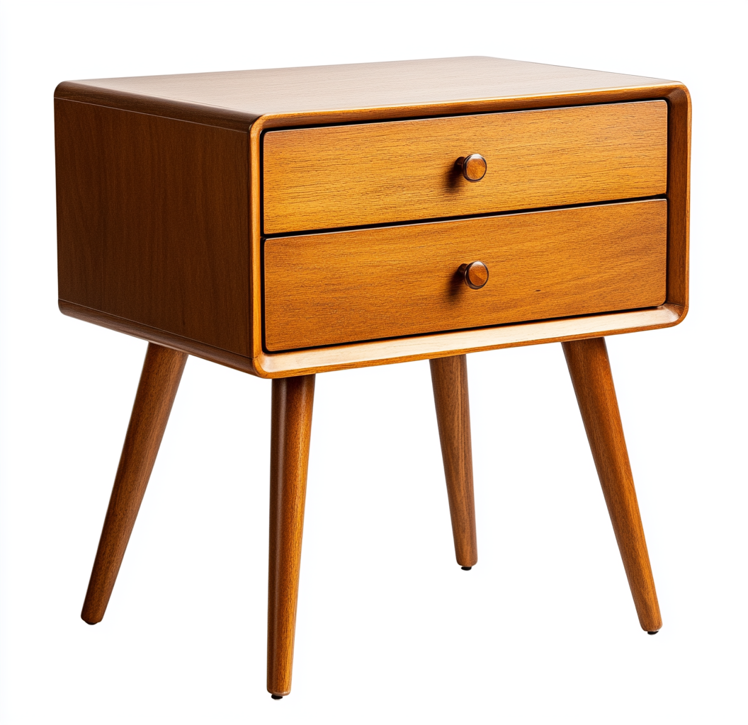 Mesita de noche vintage de madera color miel con diseño retro-Moblimo