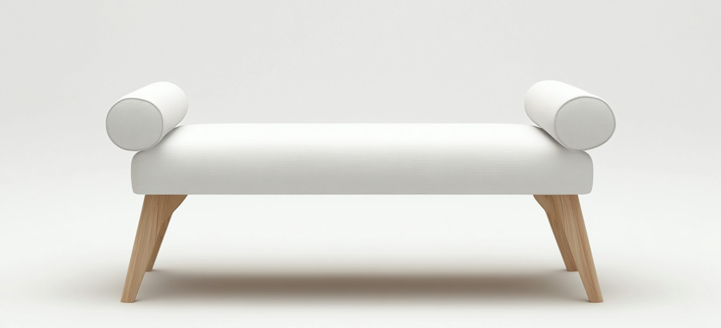 Banco tapizado para dormitorio con patas de madera-Moblimo