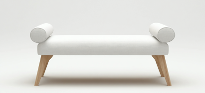 Banco tapizado para dormitorio con patas de madera-Moblimo