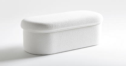 Banco con almacenaje tapizado en bouclé blanco estilo moderno-Moblimo