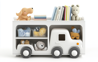 Estantería infantil con diseño de camión para dormitorio o sala de juegos-Moblimo