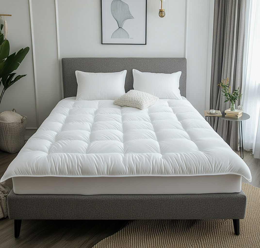 Cubrecolchón blanco acolchado tamaño 140x200 cm-Moblimo