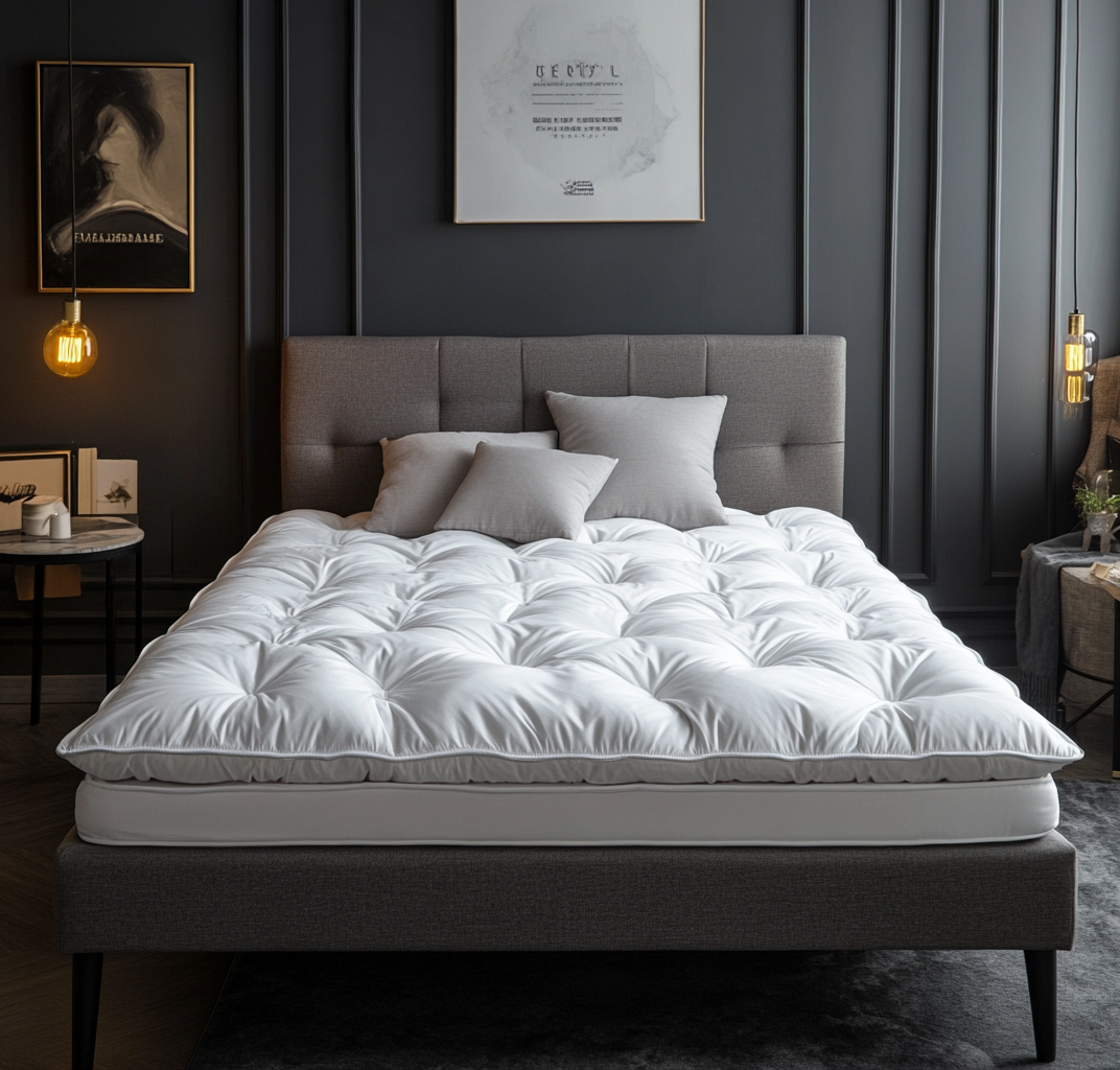 Protector acolchado blanco para cama grande-Moblimo