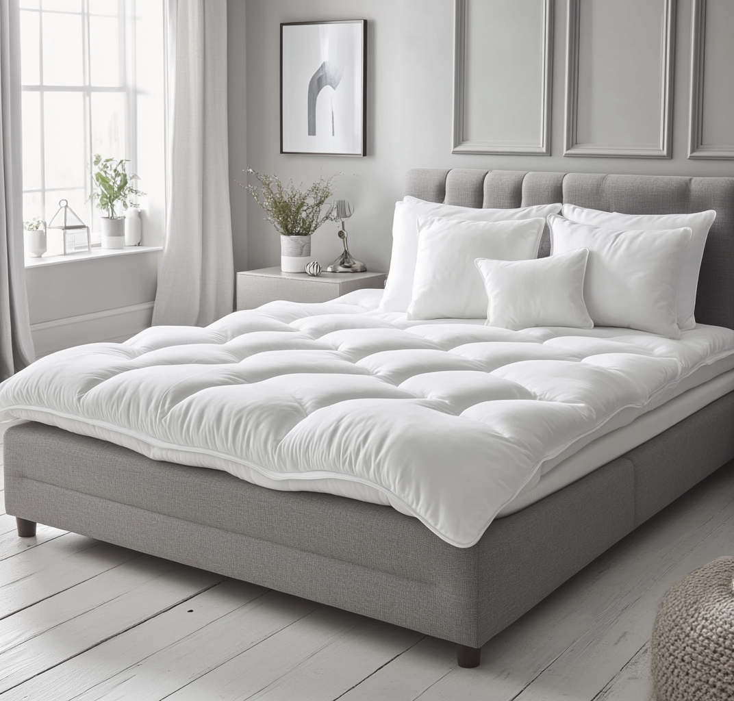 Cubrecolchón blanco de microfibra acolchada 180x200 cm-Moblimo