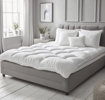 Cubrecolchón blanco de microfibra acolchada 180x200 cm-Moblimo