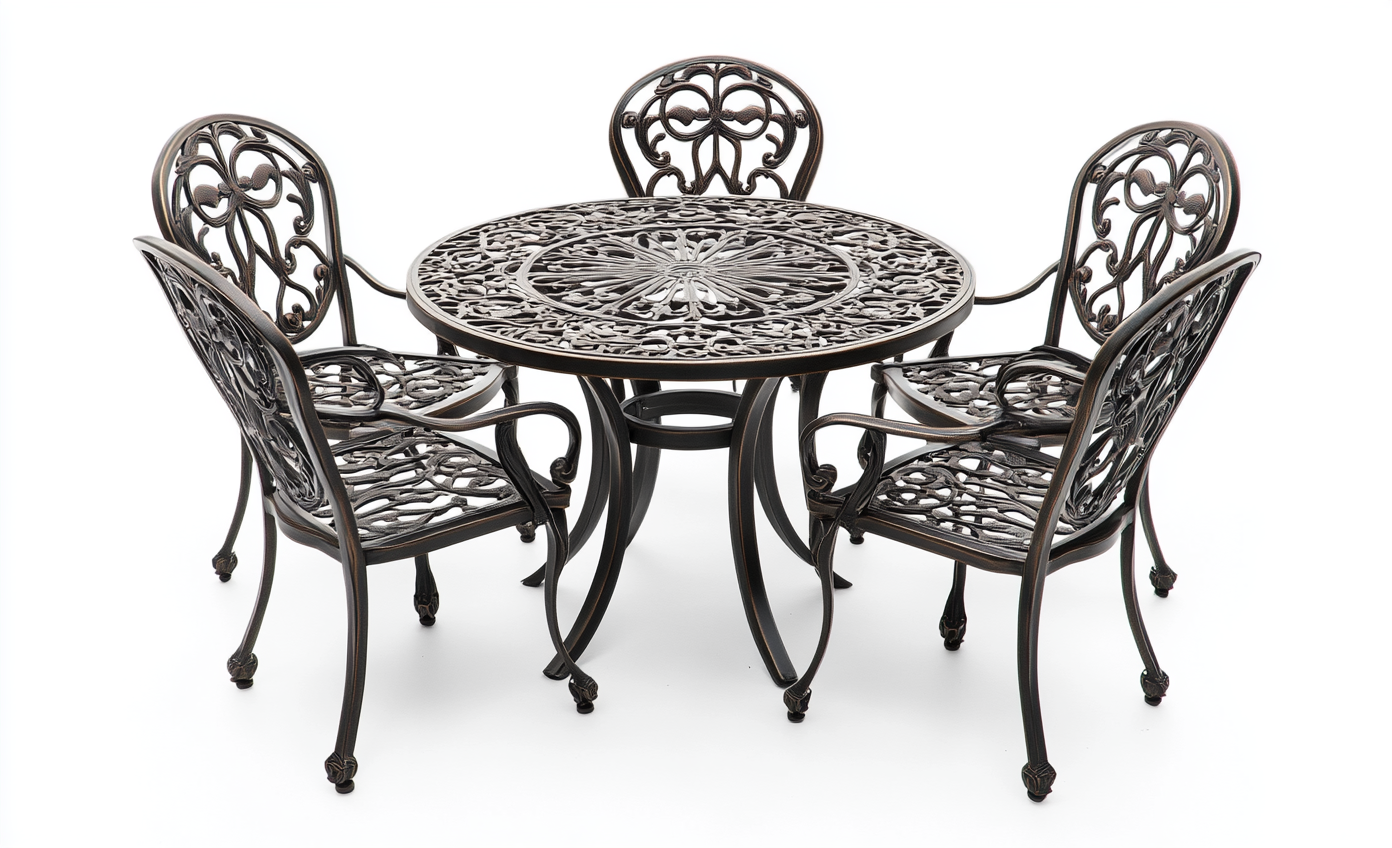 Conjunto de Comedor de Exterior Estilo Clásico de Aluminio Fundido para 4 Personas-Moblimo