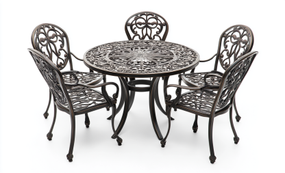 Conjunto de Comedor de Exterior Estilo Clásico de Aluminio Fundido para 4 Personas-Moblimo