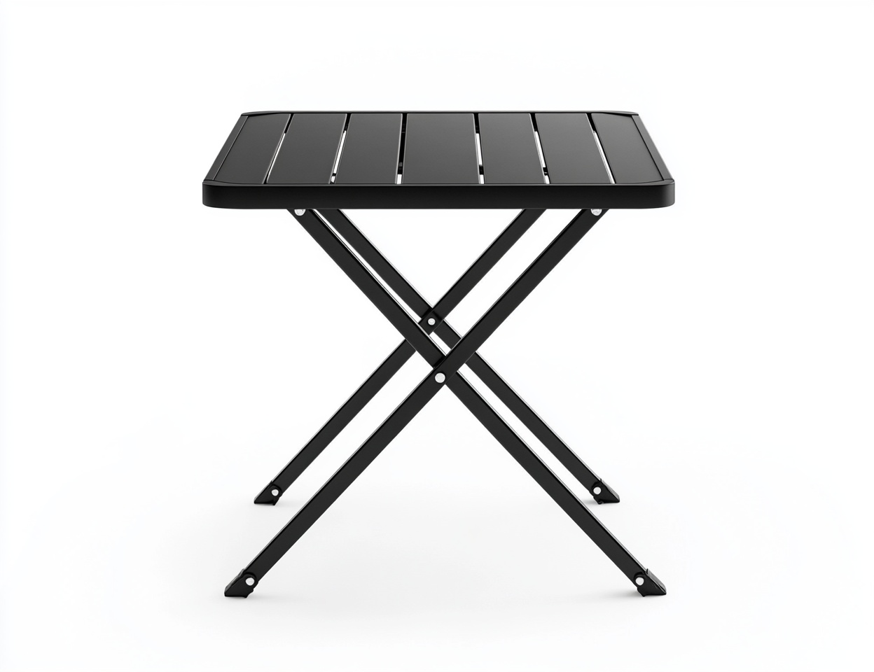 Mesa Plegable Cuadrada Negra de Metal para Terraza-Moblimo