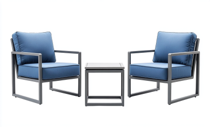 Set de Jardín Minimalista con 2 Sillones de Aluminio y Mesa Cuadrada-Moblimo