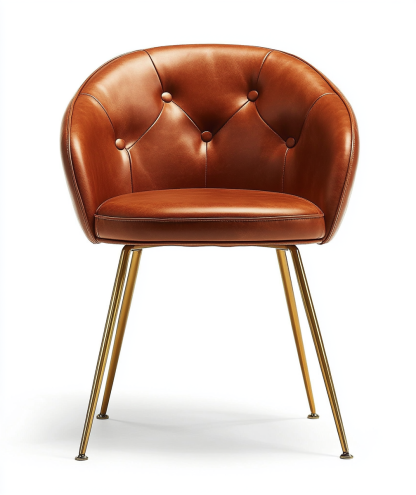 Silla de salón de cuero con patas doradas-Moblimo