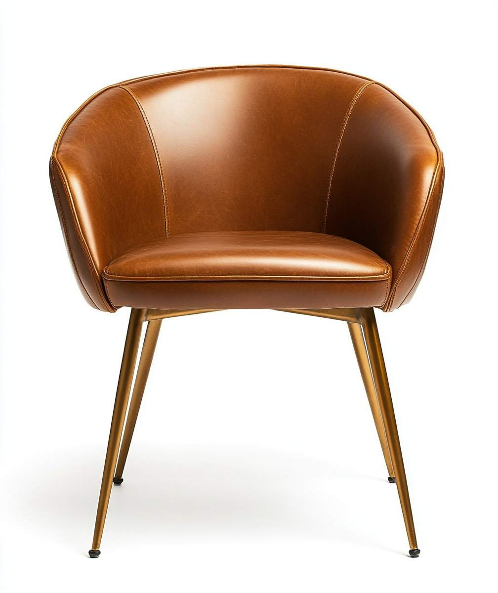 Silla de salón de cuero con patas doradas-Moblimo