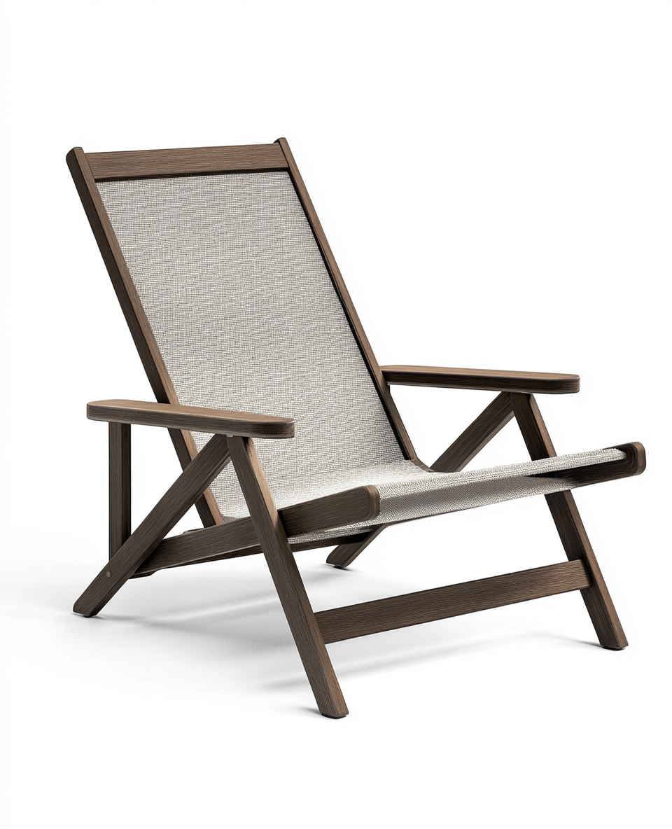 Silla de descanso de madera y tela-Moblimo