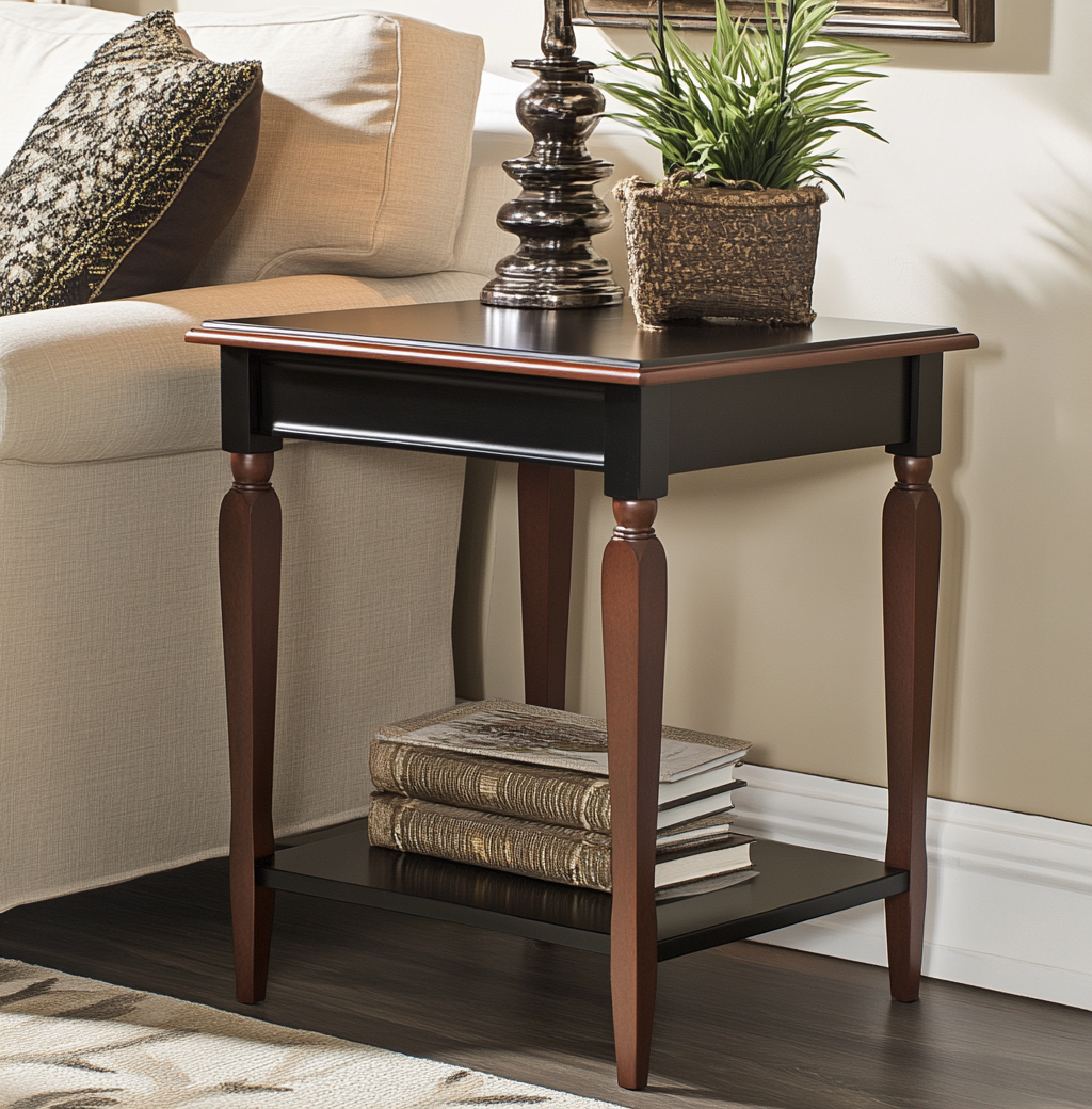 Mesa auxiliar clásica para salón con estante inferior-Moblimo