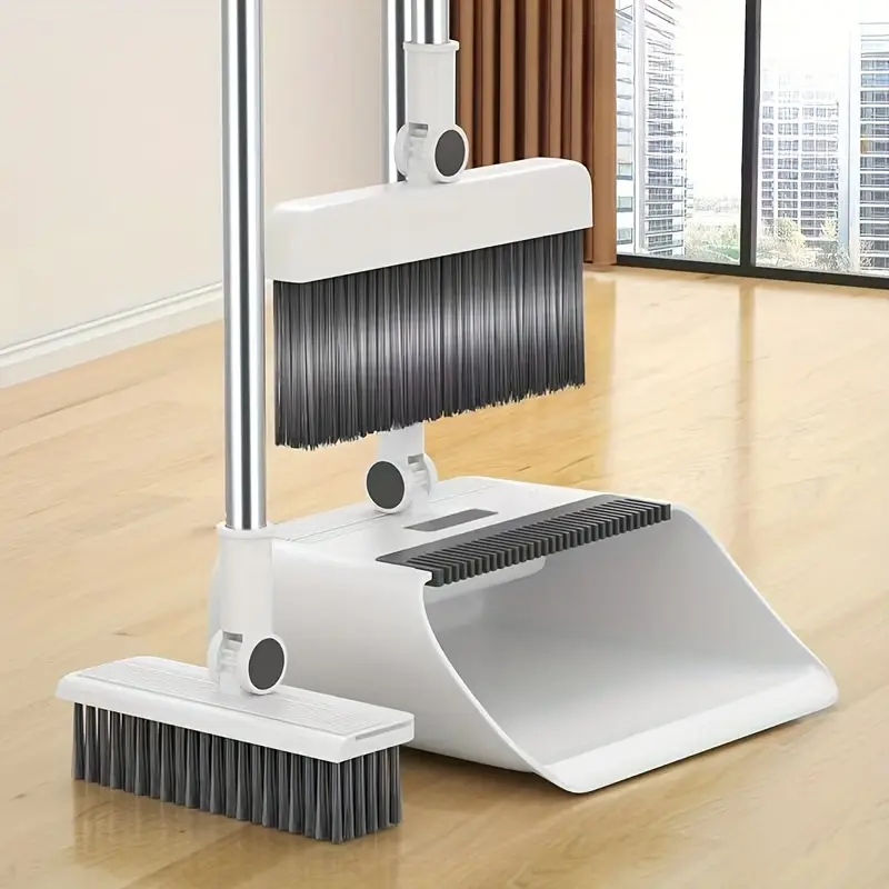 1set three in one or four in one new foldable standable sweeping handle dustpan set with floor brush does not stick to hair details 3