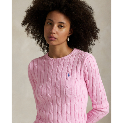 Polo Ralph Lauren Cable-Knit Cotton Crewneck Jumper - Carmel Pink