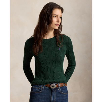 Polo Ralph Lauren Cable-Knit Cotton Crewneck Jumper - Basic Forest