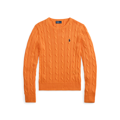 Polo Ralph Lauren Cable-Knit Cotton Crewneck Jumper - Sun Orange