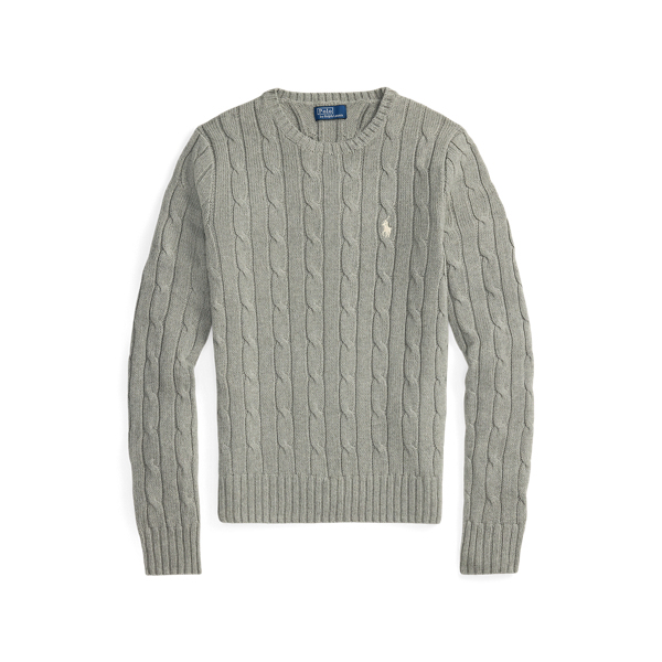 Polo Ralph Lauren Cable-Knit Cotton Crewneck Jumper - Fawn Grey Heather