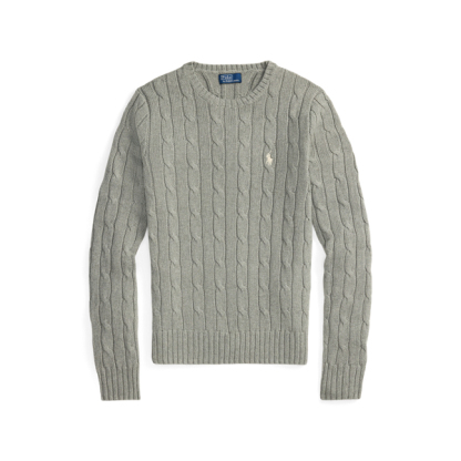 Polo Ralph Lauren Cable-Knit Cotton Crewneck Jumper - Fawn Grey Heather