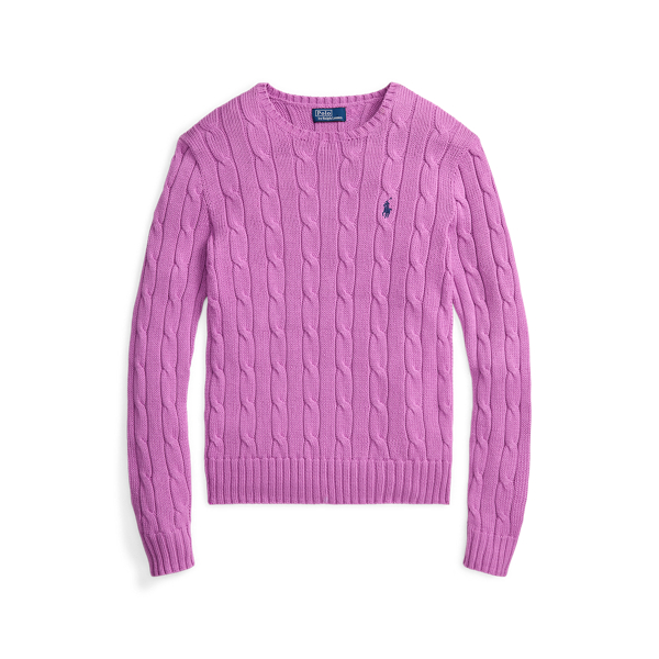 Polo Ralph Lauren Cable-Knit Cotton Crewneck Jumper - Thistle Pink