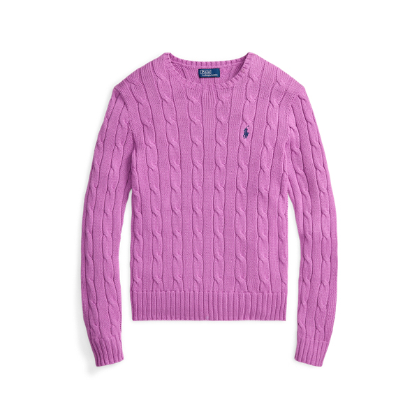 Polo Ralph Lauren Cable-Knit Cotton Crewneck Jumper - Thistle Pink