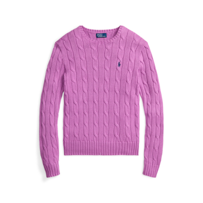 Polo Ralph Lauren Cable-Knit Cotton Crewneck Jumper - Thistle Pink