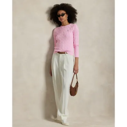 Polo Ralph Lauren Cable-Knit Cotton Crewneck Jumper - Carmel Pink