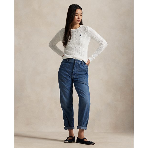 Polo Ralph Lauren Cable-Knit Cotton Crewneck Jumper - White