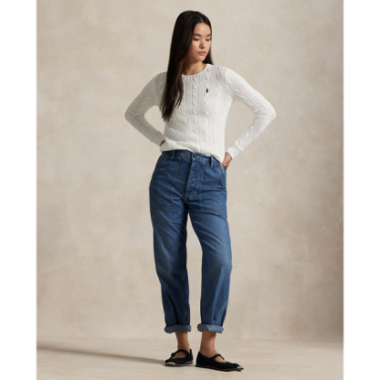 Polo Ralph Lauren Cable-Knit Cotton Crewneck Jumper - White