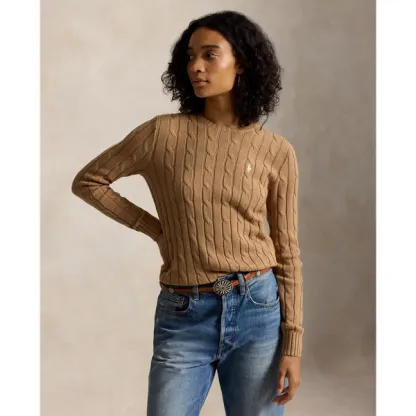 Polo Ralph Lauren Cable-Knit Cotton Crewneck Jumper - Collection Camel Melange