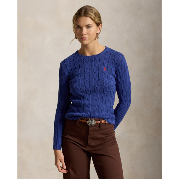 Polo Ralph Lauren Cable-Knit Cotton Crewneck Jumper - Charter Blue