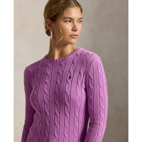 Polo Ralph Lauren Cable-Knit Cotton Crewneck Jumper - Thistle Pink
