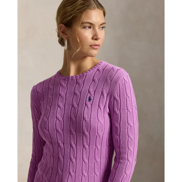 Polo Ralph Lauren Cable-Knit Cotton Crewneck Jumper - Thistle Pink