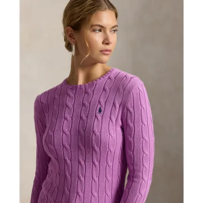 Polo Ralph Lauren Cable-Knit Cotton Crewneck Jumper - Thistle Pink