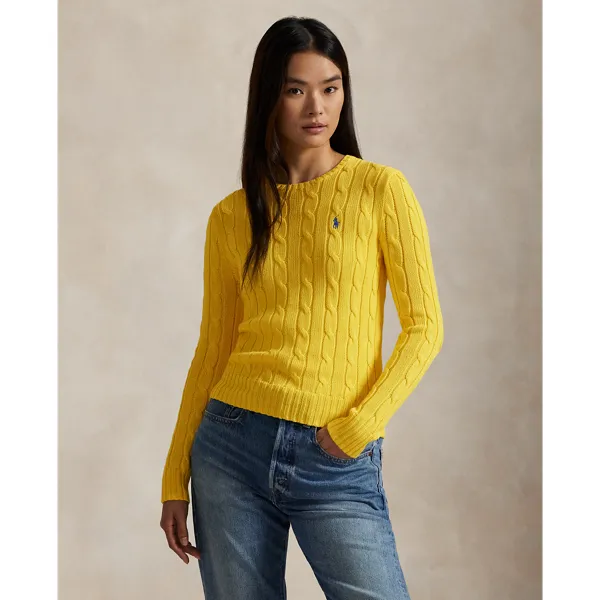 Polo Ralph Lauren Cable-Knit Cotton Crewneck Jumper - Trainer Yellow