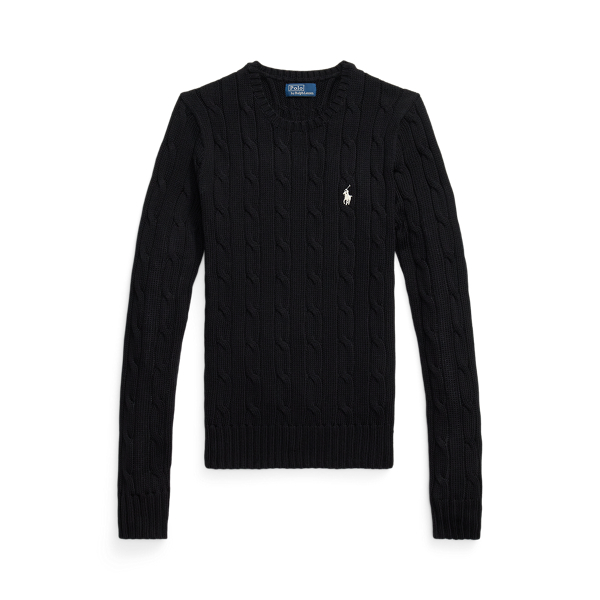 Polo Ralph Lauren Cable-Knit Cotton Crewneck Jumper - Polo Black/White Pp