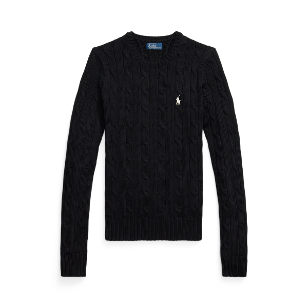 Polo Ralph Lauren Cable-Knit Cotton Crewneck Jumper - Polo Black/White Pp