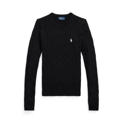 Polo Ralph Lauren Cable-Knit Cotton Crewneck Jumper - Polo Black/White Pp