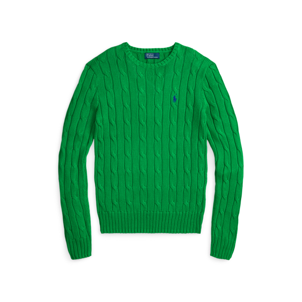 Polo Ralph Lauren Cable-Knit Cotton Crewneck Jumper - Preppy Green