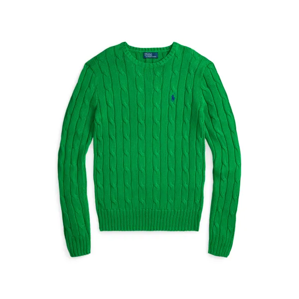 Polo Ralph Lauren Cable-Knit Cotton Crewneck Jumper - Preppy Green