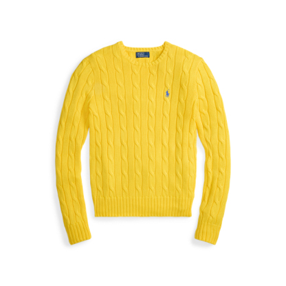 Polo Ralph Lauren Cable-Knit Cotton Crewneck Jumper - Trainer Yellow