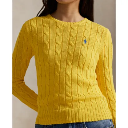 Polo Ralph Lauren Cable-Knit Cotton Crewneck Jumper - Trainer Yellow